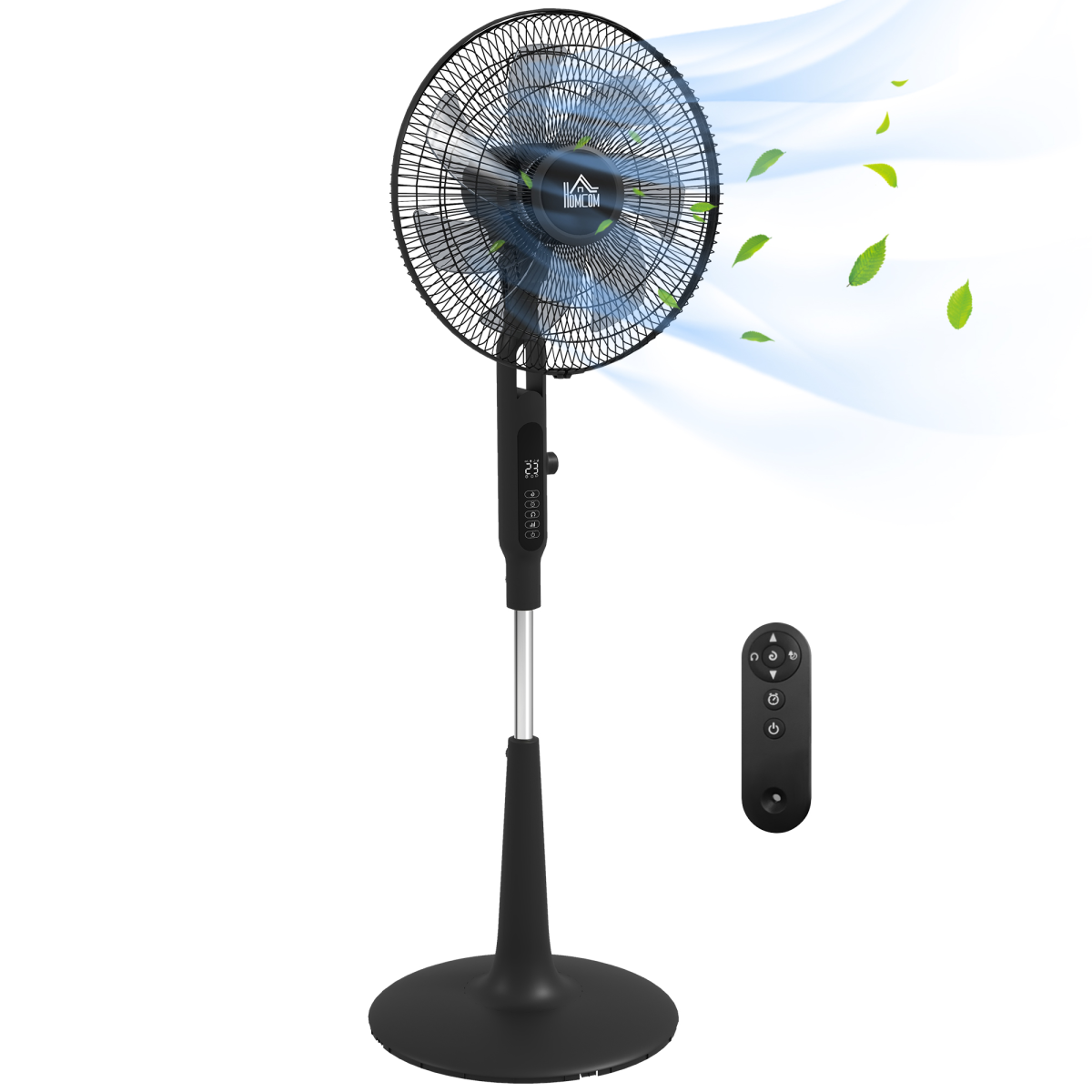 HOMCOM 12V DC Standing Fan with 75° Oscillation and Mosquito Repellent Function