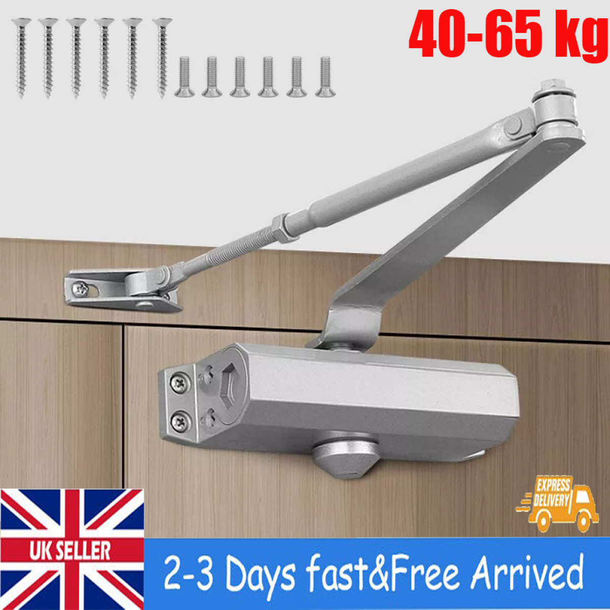 40-65KG Heavy Duty Fire Rated Overhead Door Closer Adjustable Soft Close