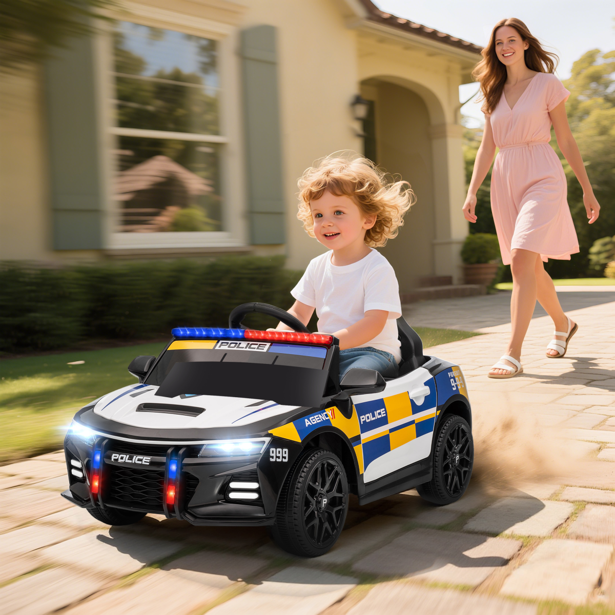 Children's Police Ride-On Car with 2.4G Remote, MP3, USB, 12V