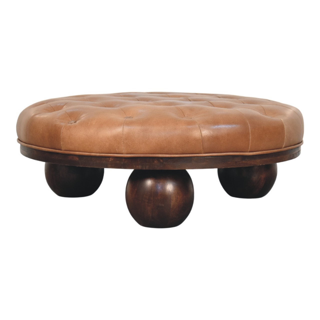 Artisan Furniture Sfera Coffee Table, Solid Wood, Upholstered, Brown