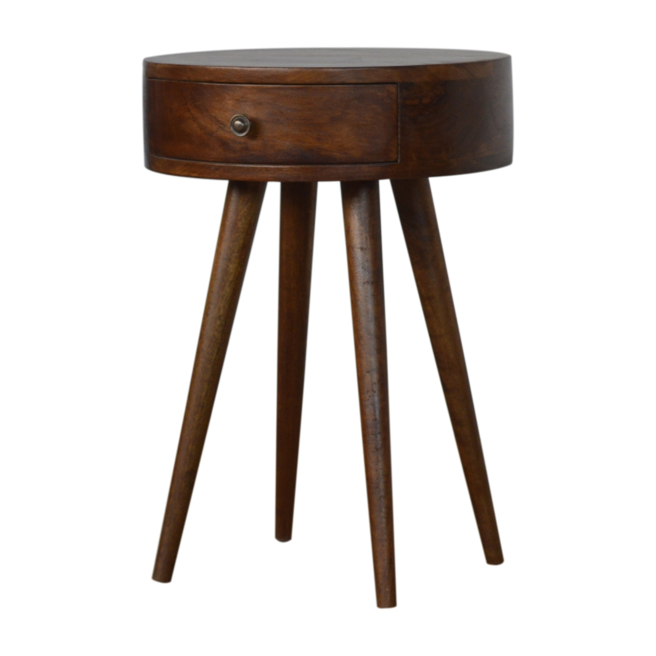 Artisan Furniture Solid Wood Nordic Chestnut Circular Bedside, Brown, 1 Drawer