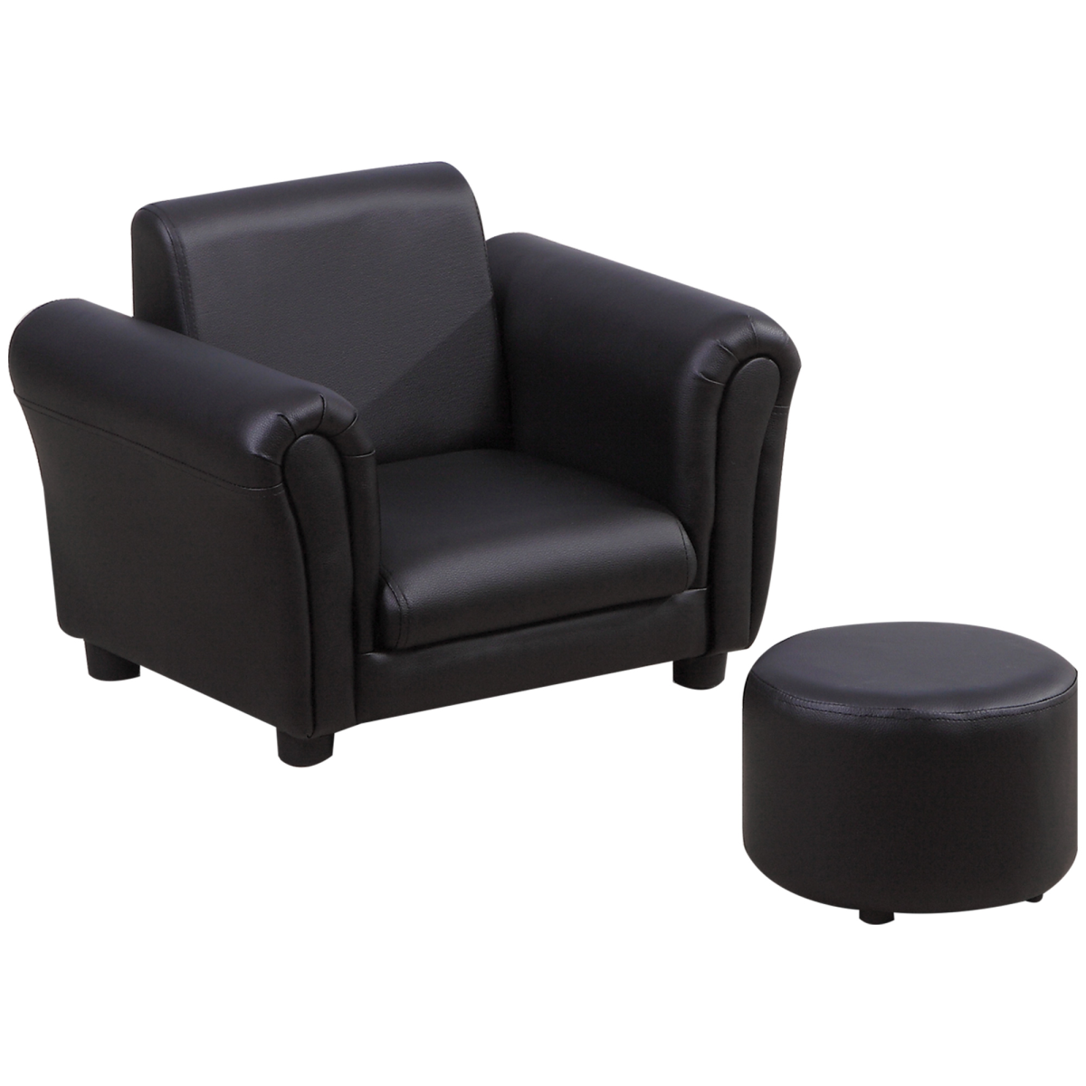 HOMCOM Kids Sofa Chair Set with Footstool Black