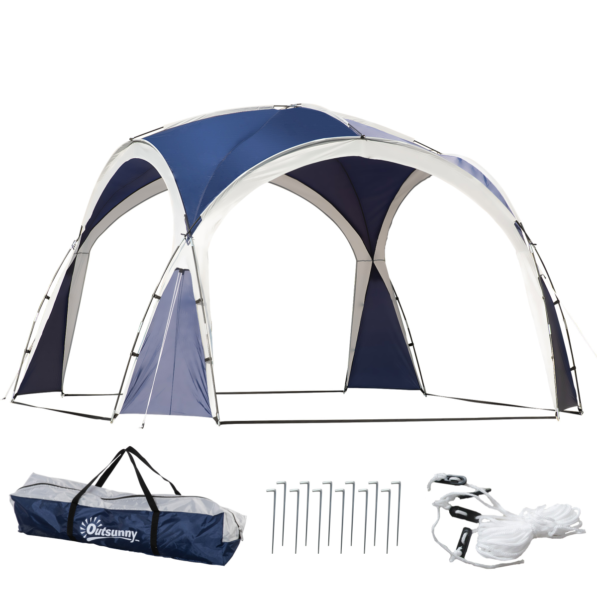 Outdoor Gazebo Event Dome Shelter Party Tent, 3.5 x 3.5 m, Blue and Grey