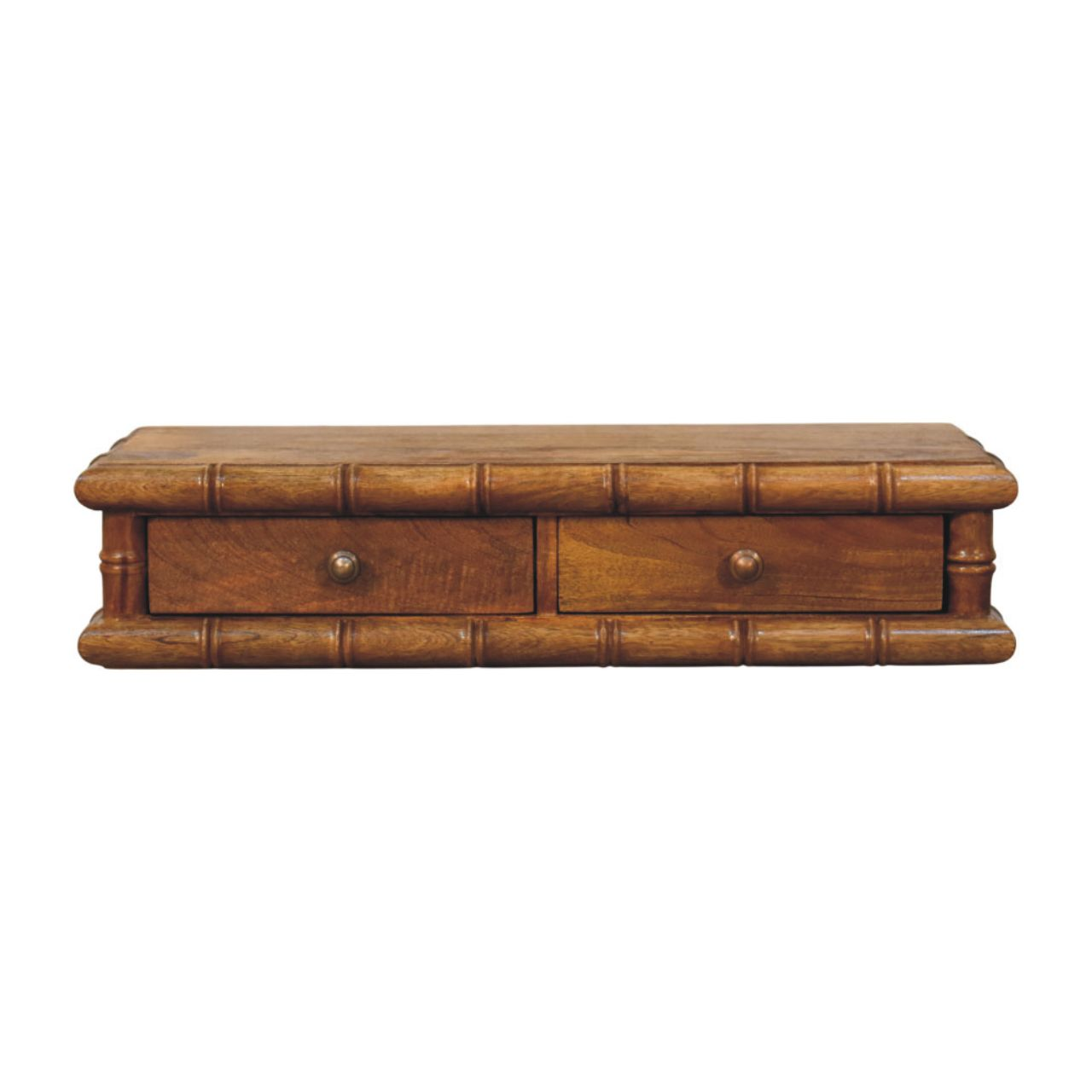 Artisan Furniture Solid Wood Bamboo Wall-Mounted Console, 2 Drawers, Brown