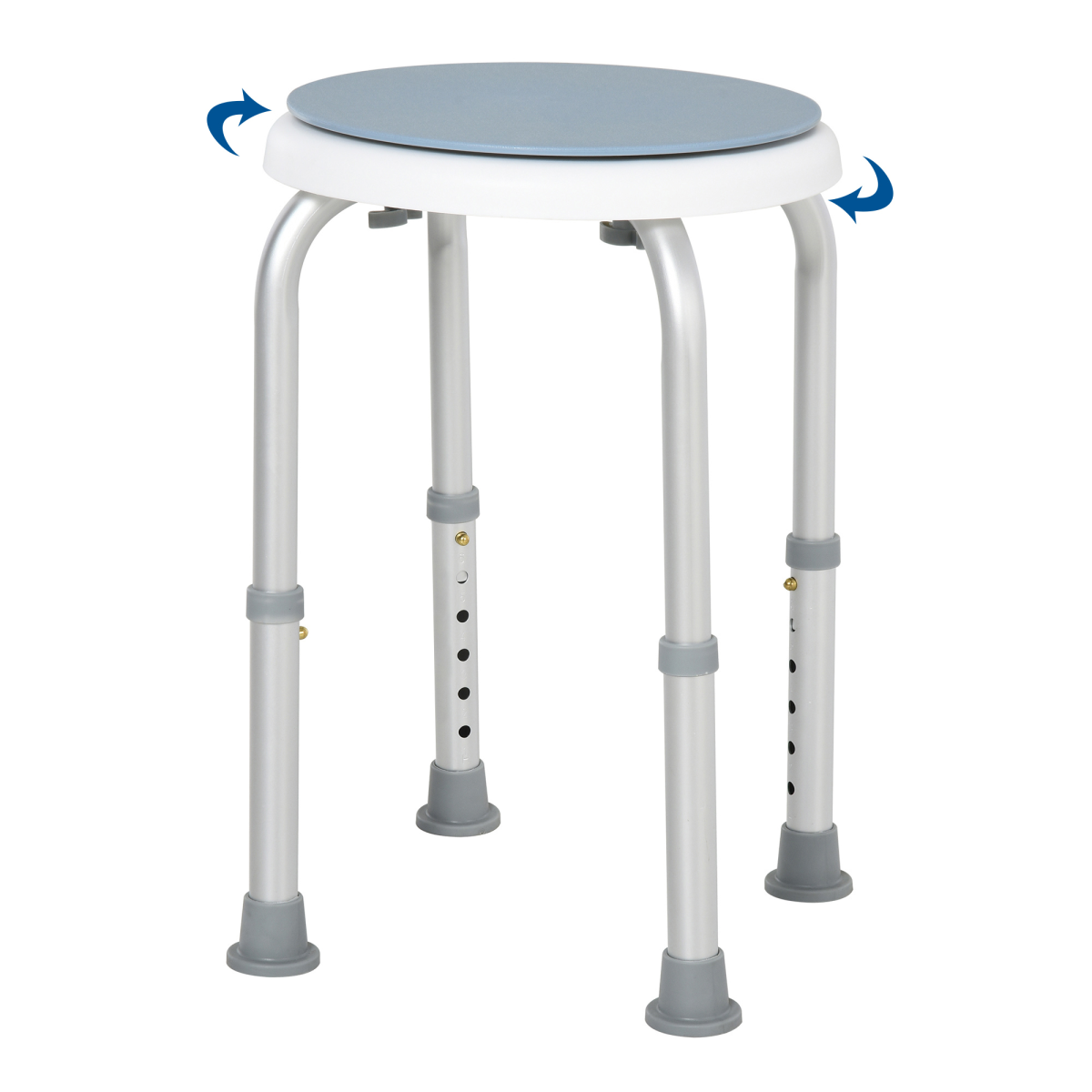 360 Degree Swivel Seat Bath Shower Stool Adjustable Height Aluminium