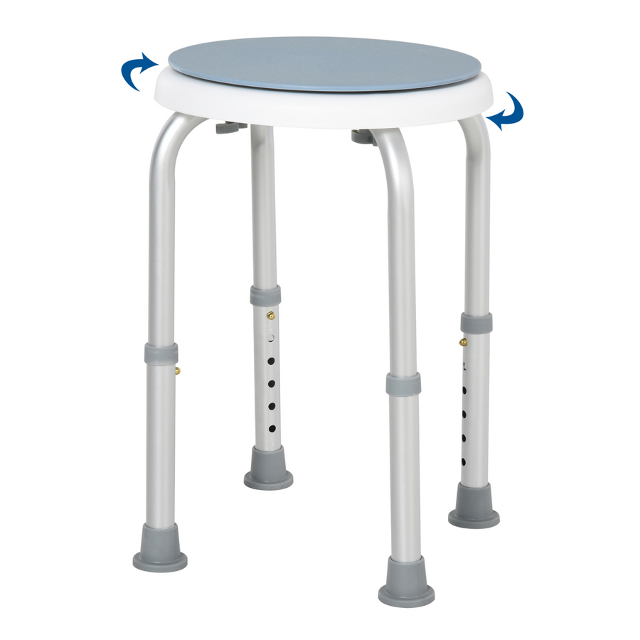 360 Degree Swivel Seat Bath Shower Stool Adjustable Height Aluminium