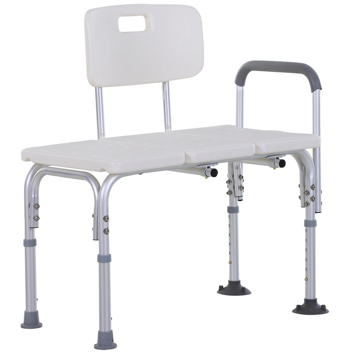 HOMCOM Height Adjustable Shower Chair with Suction Cup Feet, Armrest and Backrest