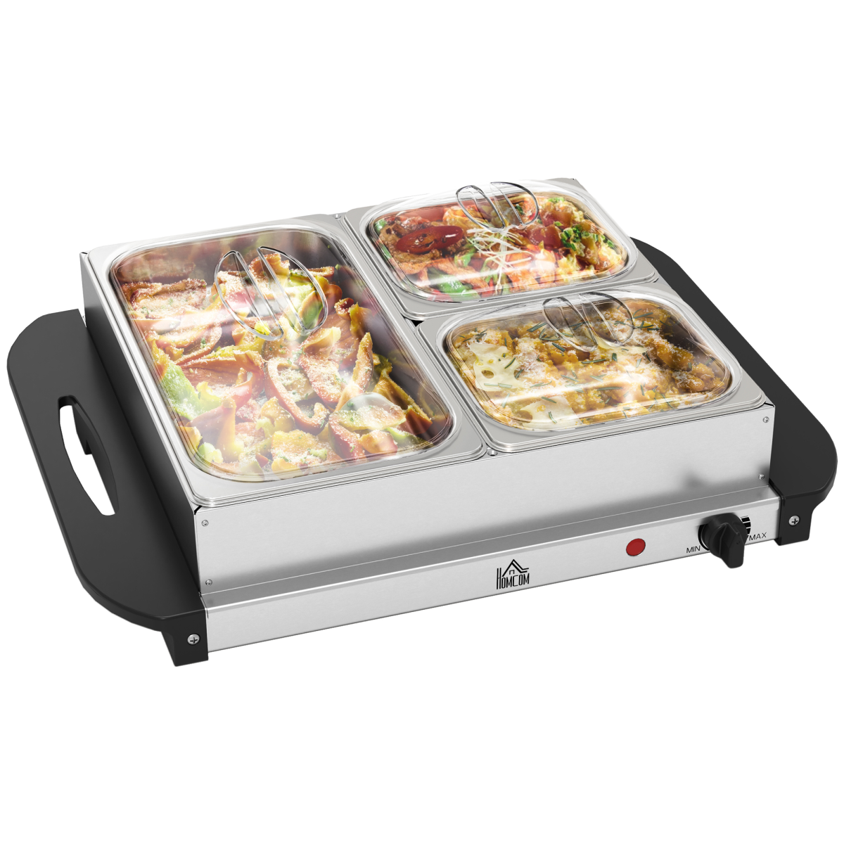 HOMCOM 6L Electric Food Warmer Buffet Server with Lids and Cool Touch Handles
