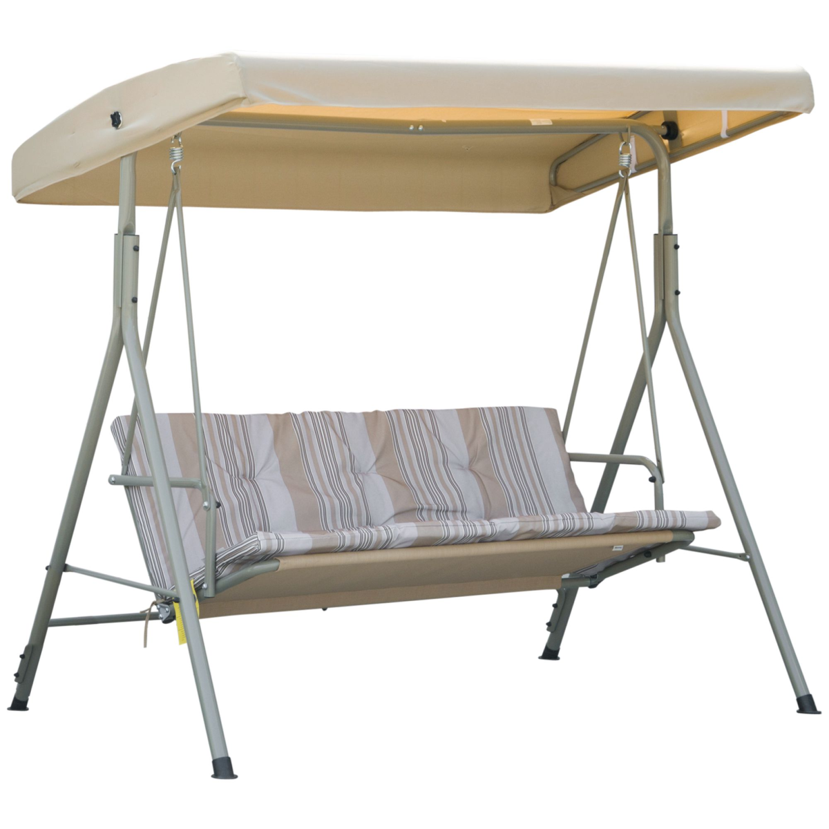 3 Person Porch Swing Chair with Canopy, Light Brown
