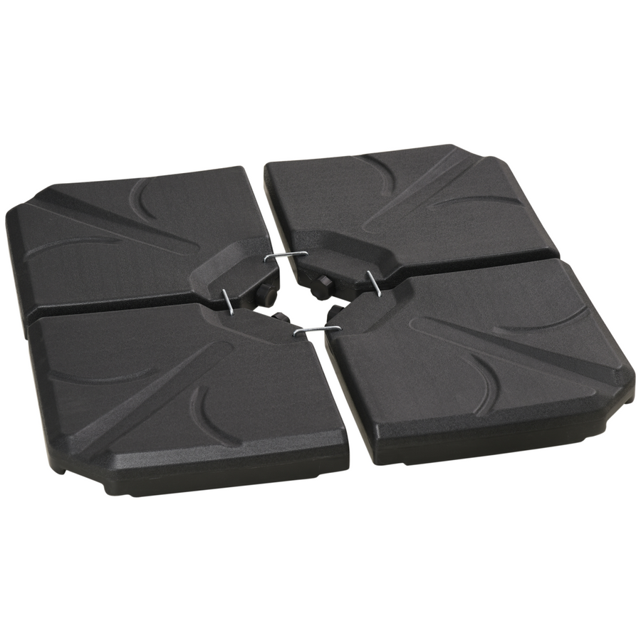 Outsunny Set of 4 Banana Parasol Base Stand Water or Sand Filled Weights, Black