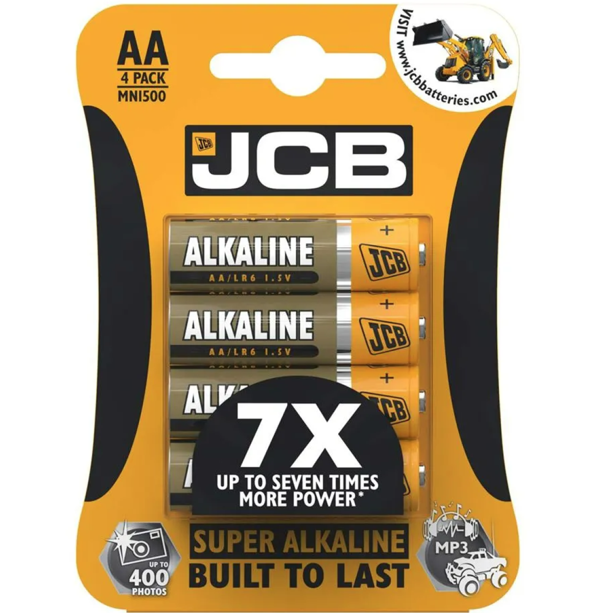 JCB AA Super Alkaline Batteries, 4 per Card - Box of 10