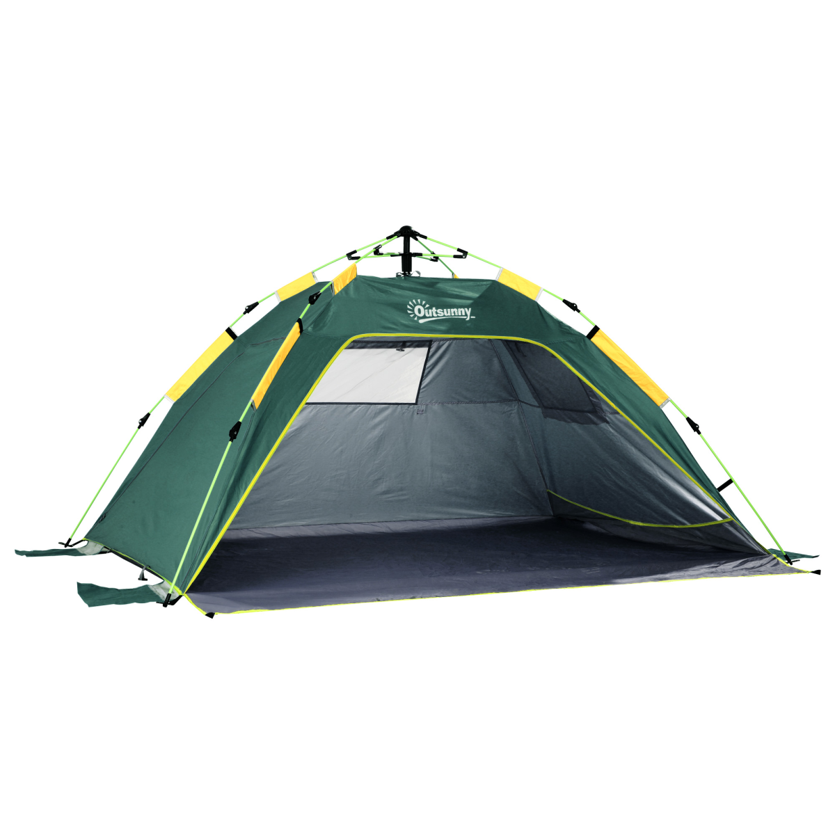 Outsunny 2 Man Pop-up Beach Tent Sun Shade Shelter Hut with Windows and Door, Green