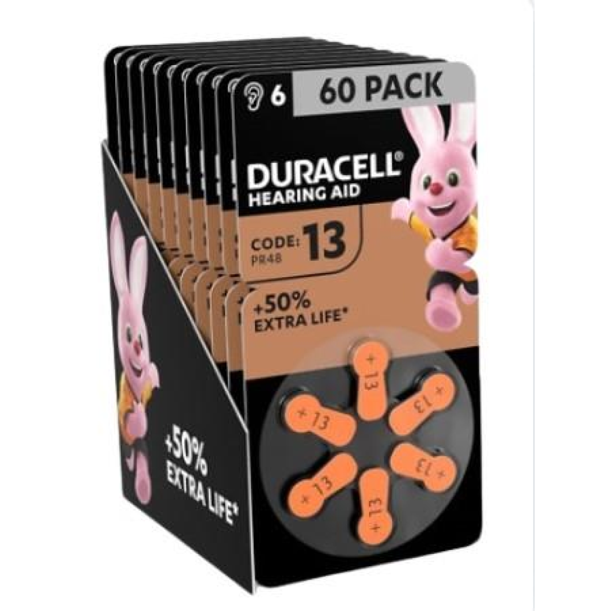 Duracell Hearing Aid Batteries Size 13 - Pack of 6