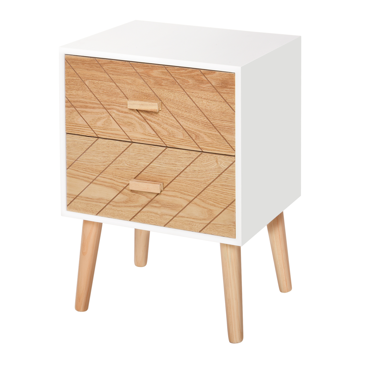Nordic Style 2 Drawer Side Cabinet Wooden Bedside Table Storage Chest