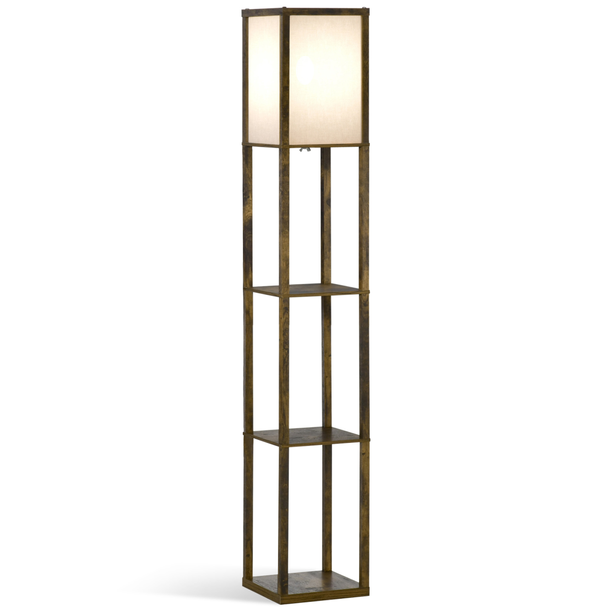 4-Tier Floor Lamp with Storage Shelf, Brown