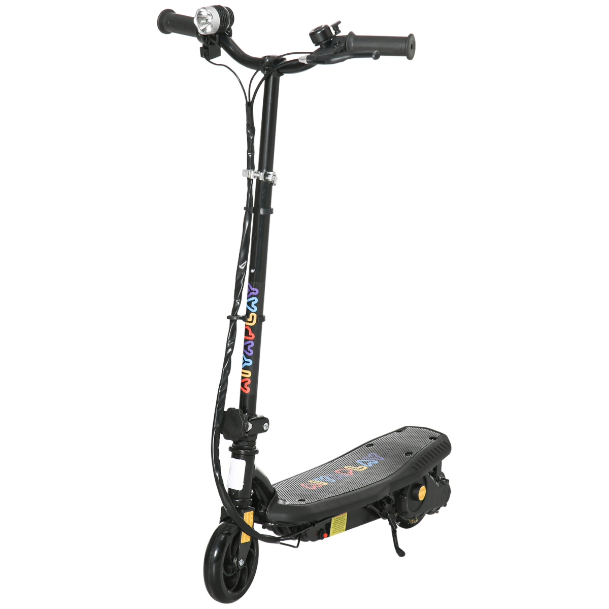 Folding Electric Scooter with LED Headlight, Ages 7-14 Years - Black