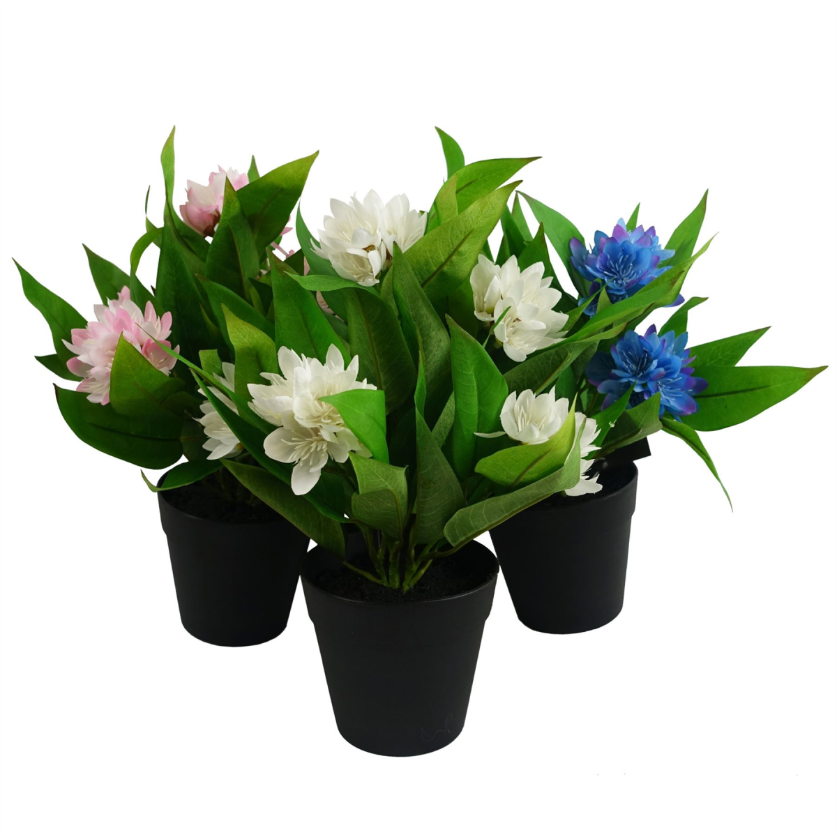 3x 18cm Artificial Freesia Plants Pink, White, Blue