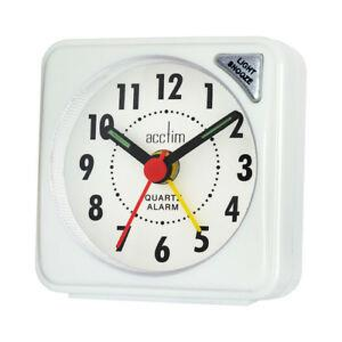 Acctim Ingot Quartz Travel Alarm Clock with Light & Snooze - White 25/738WBX8