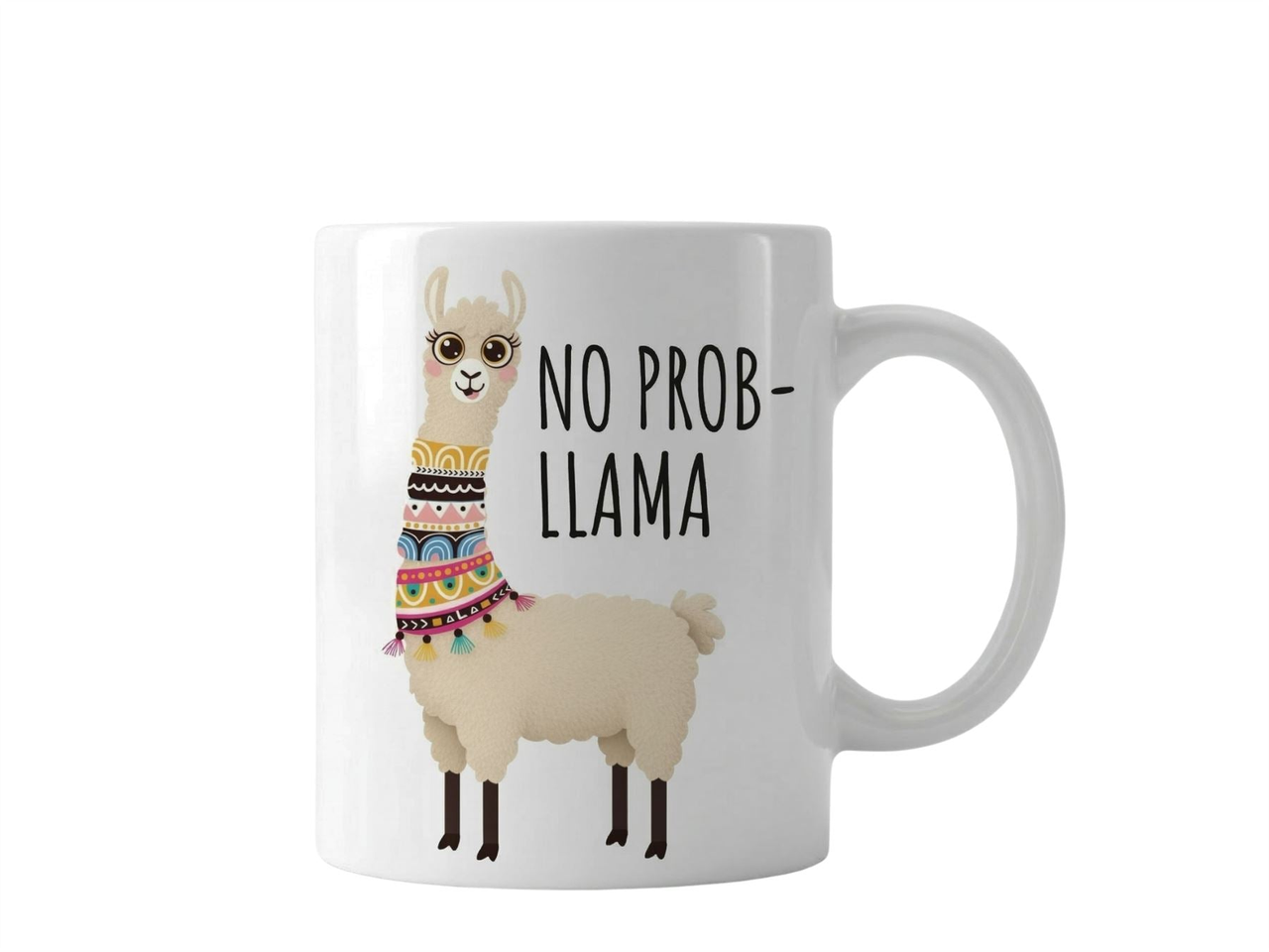 No Prob Llama Ceramic Coffee Mug 320ml White
