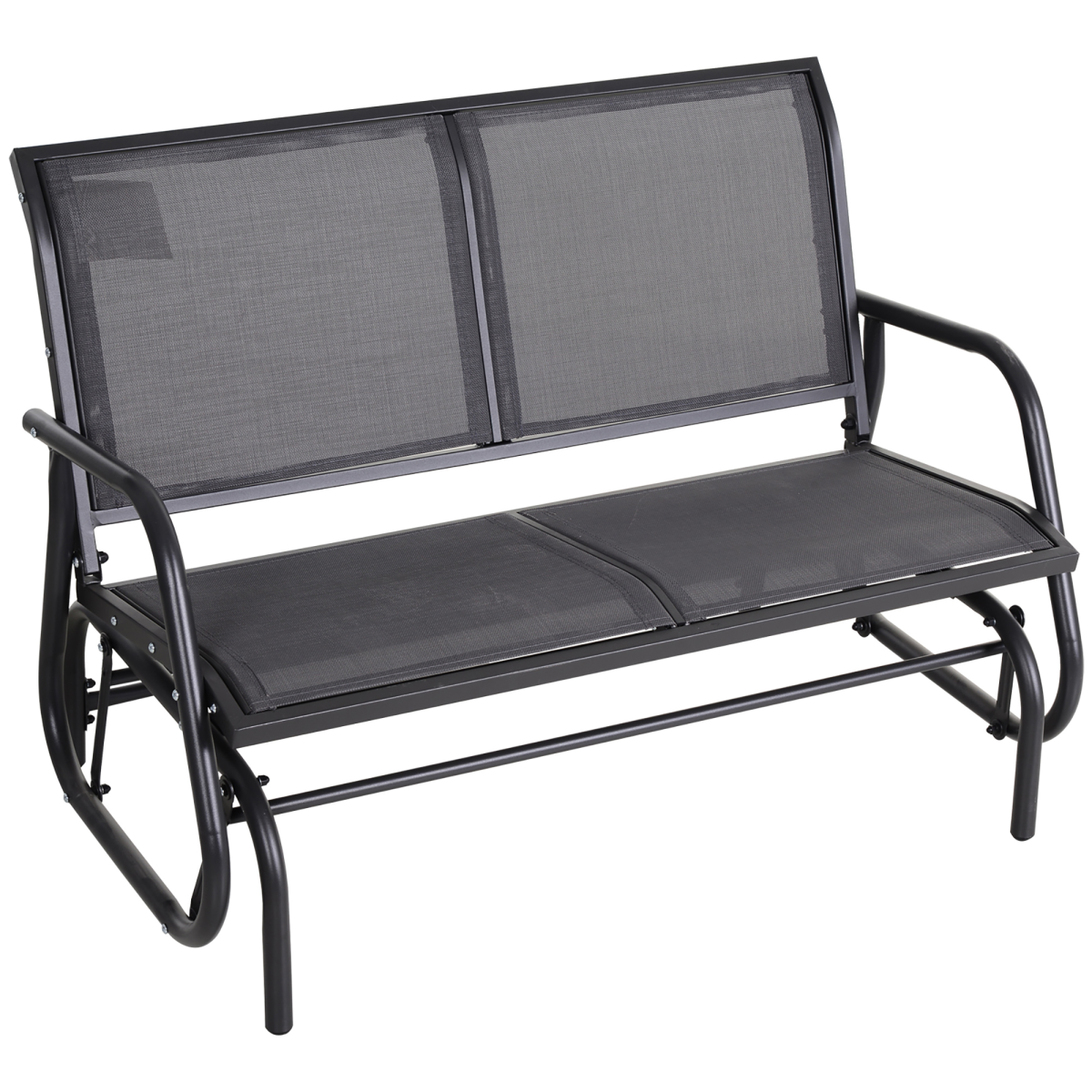 2-Person Glider Bench Patio Double Swing Chair Loveseat Grey Armrest