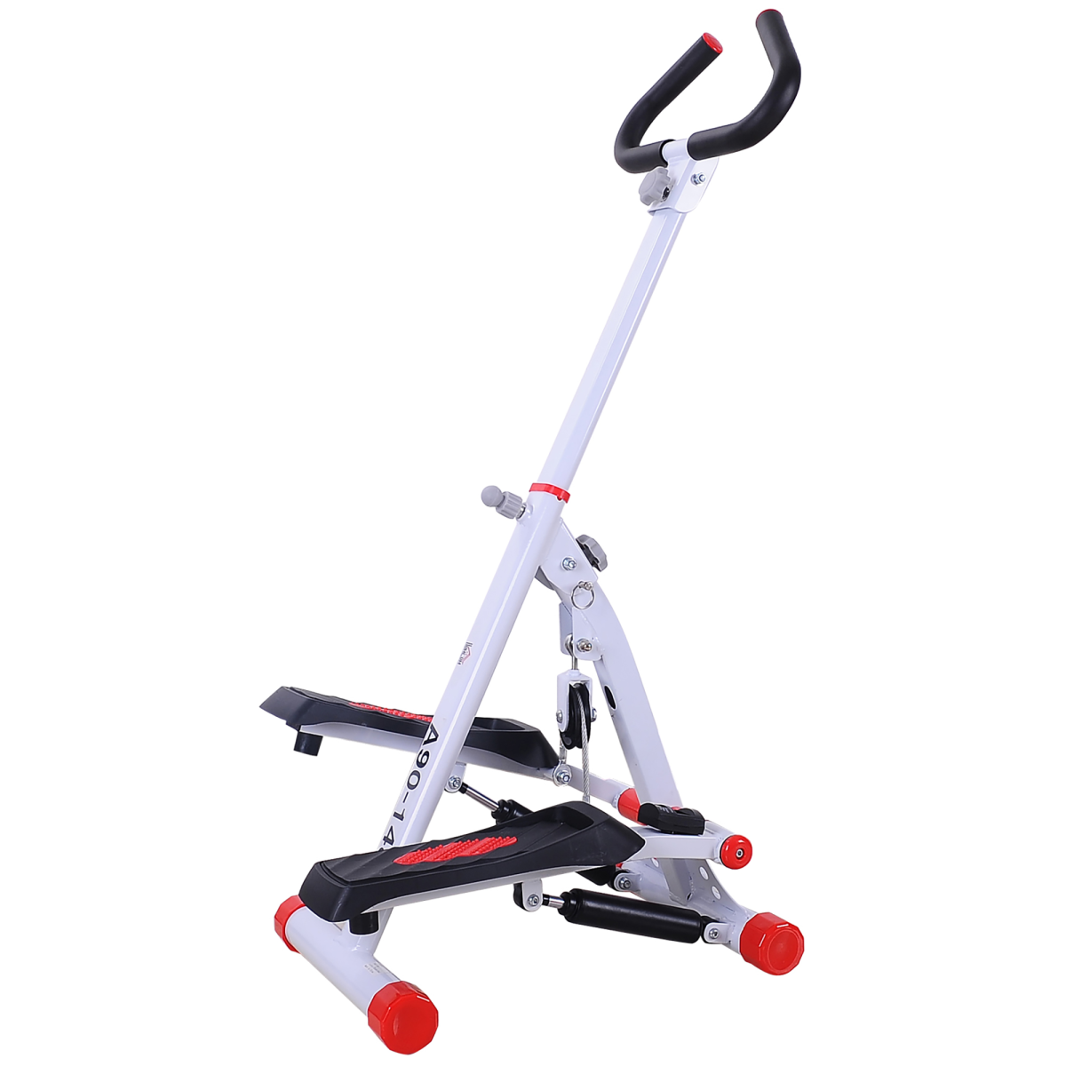 Foldable Stepper Adjustable Step Machine with Handlebar and LCD Display, Red