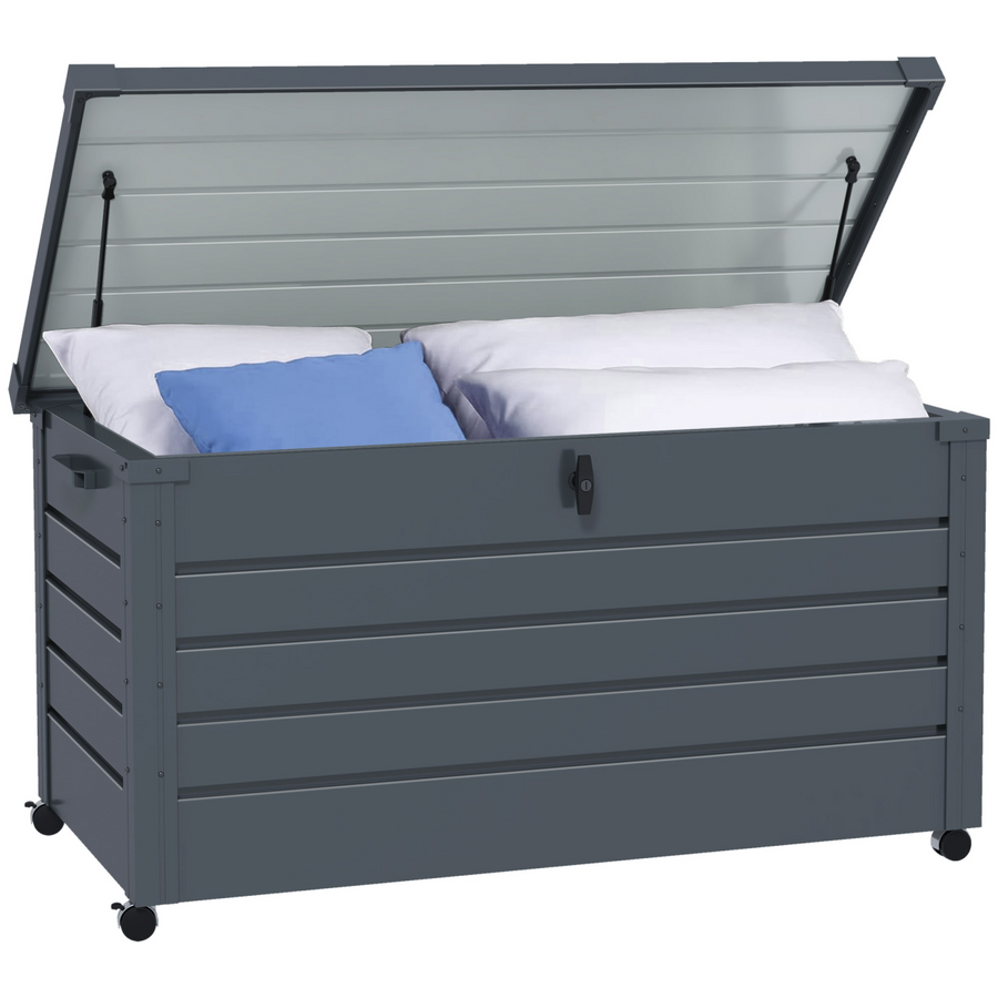 Outsunny 331L Outdoor Storage Box with Wheels and Lock