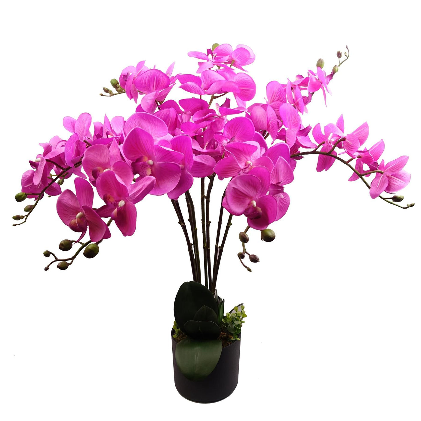 85cm Artificial Deluxe Bush Orchid in Black Pot