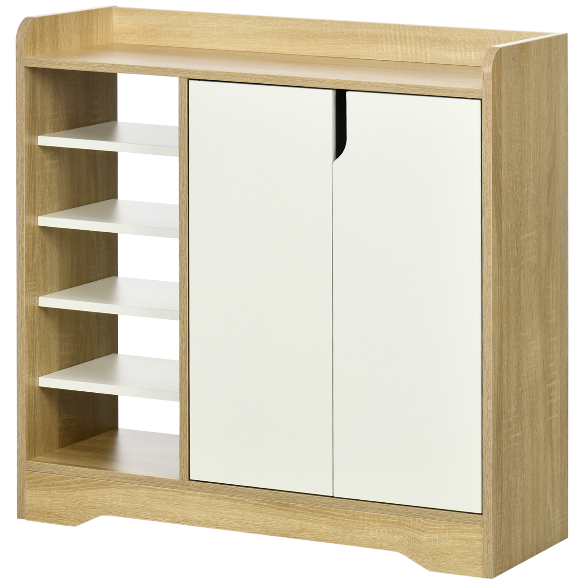 Shoe Storage Organizer w/ Double Door Cabinet Open Shelves for Hallway Entryway