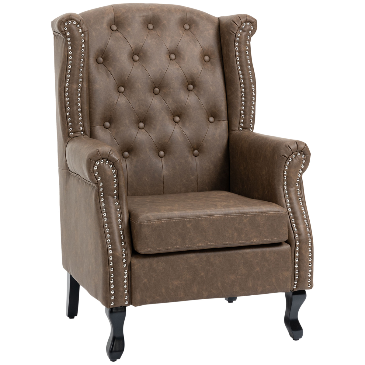 Chesterfield-style Wing Back Tufted Accent Chair Brown