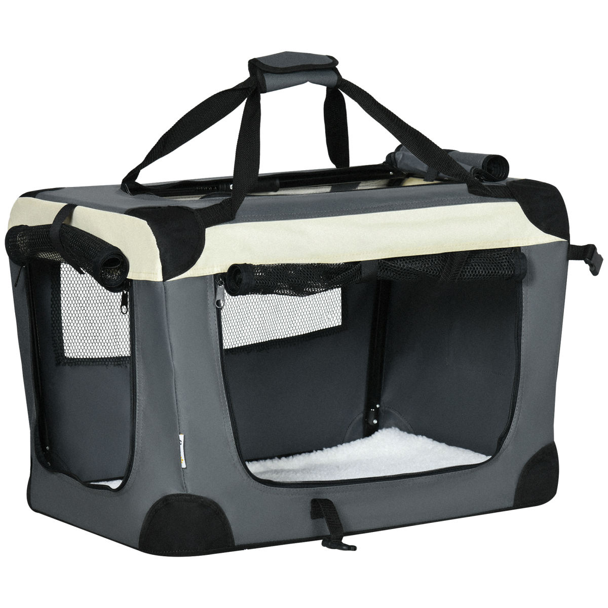 60cm Foldable Pet Carrier with Cushion, Grey