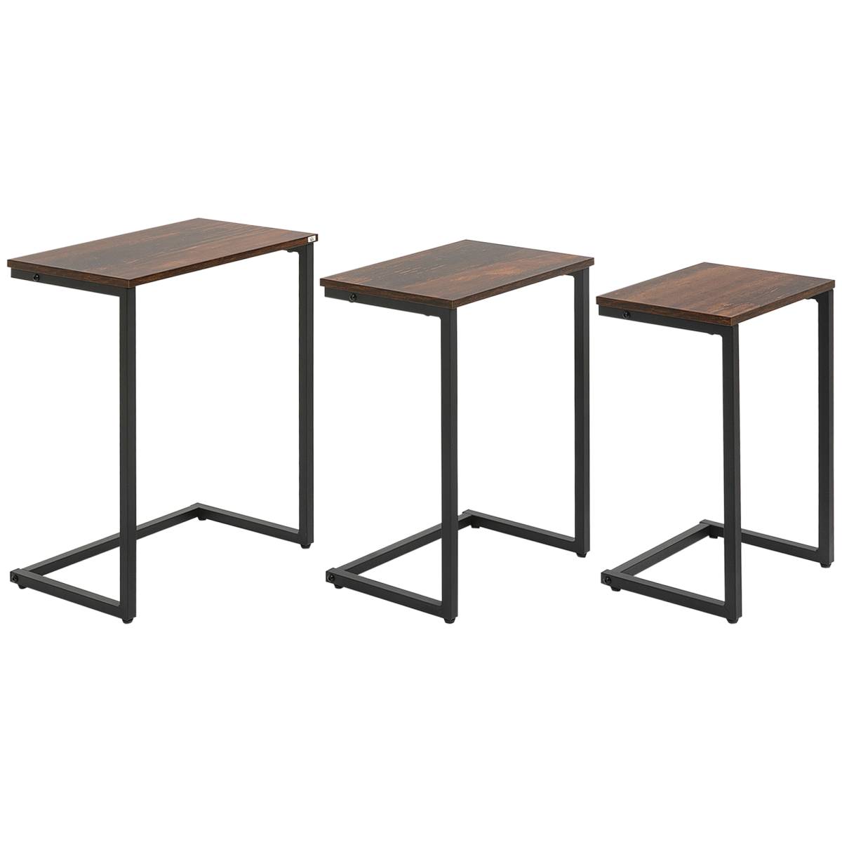 HOMCOM C-Shaped Nesting Tables Set of 3 with Steel Frame