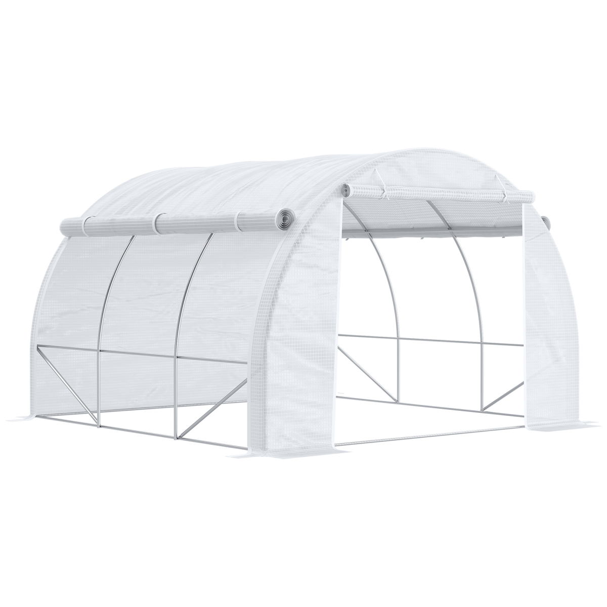3 x 3 x 2 m Polytunnel Greenhouse Pollytunnel Tent w/ Steel Frame White