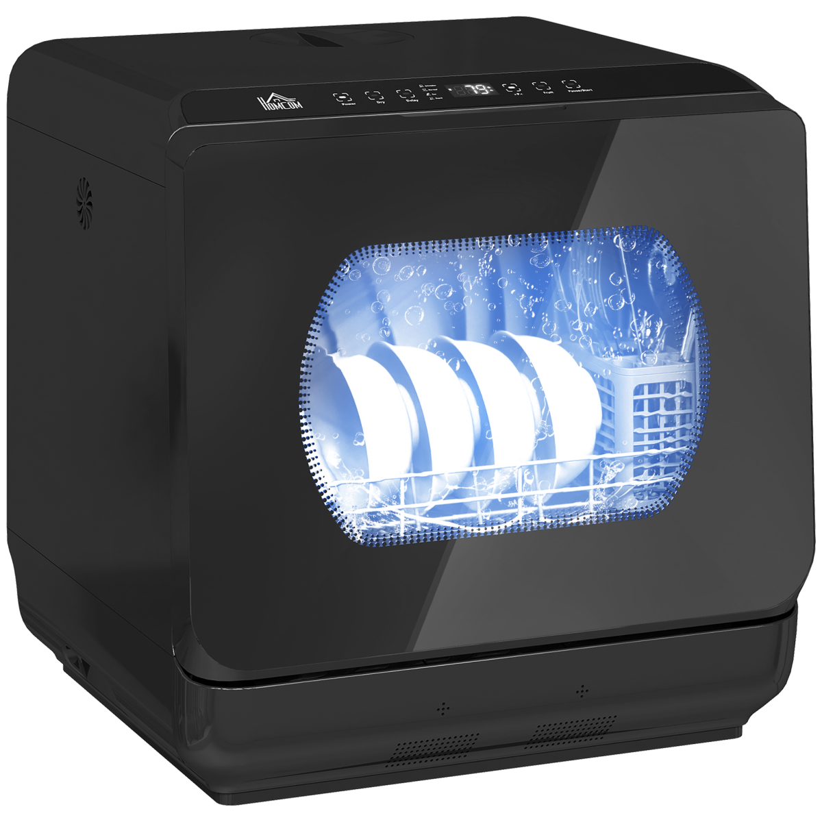HOMCOM Worktop Dishwasher, Black, 4 Place Settings, 6 Programs
