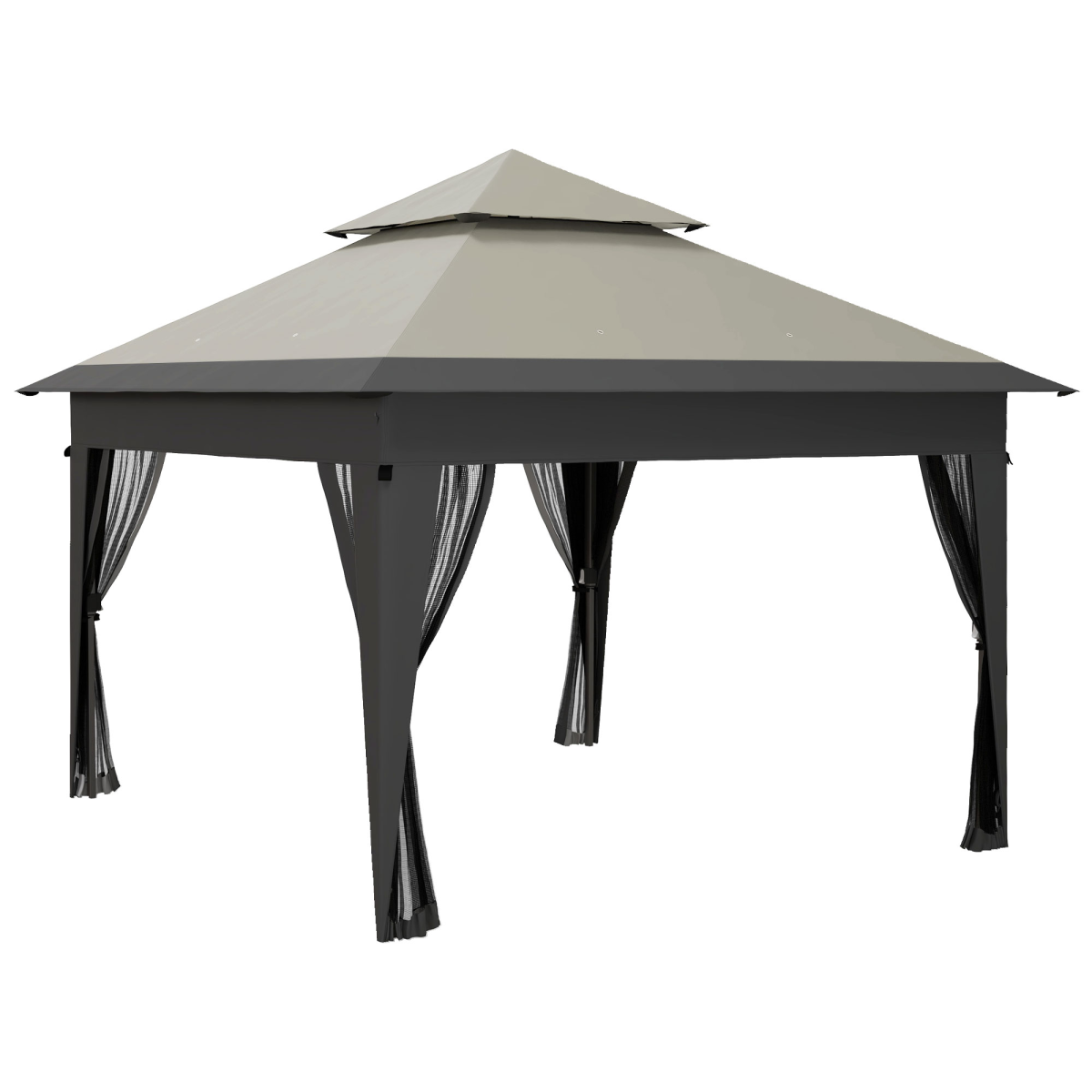 Outsunny 3 x 3 m Pop Up Gazebo with Mosquito Netting, Grey