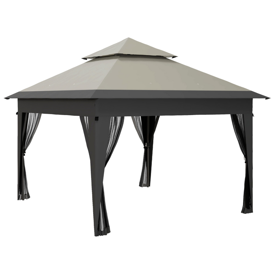 Outsunny 3 x 3 m Pop Up Gazebo with Mosquito Netting, Grey