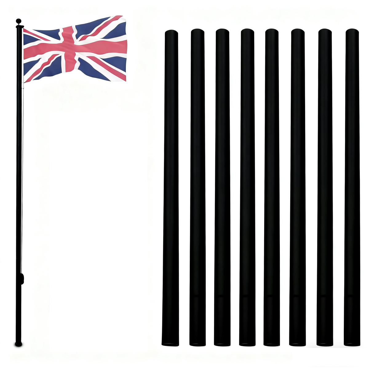 25ft Adjustable Retractable Aluminum Alloy Splicing Flagpole, Black