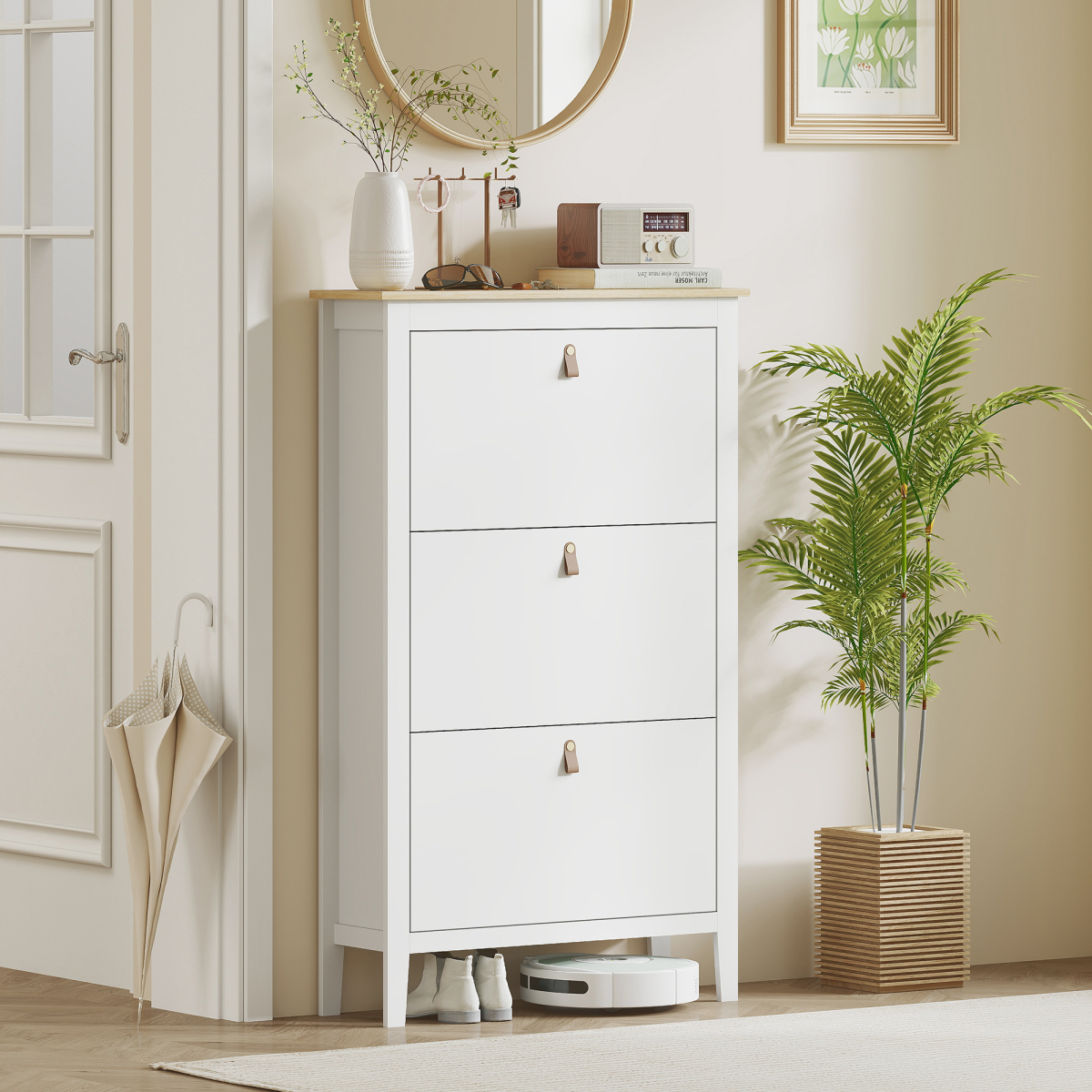 Three drawer shoe cabinet