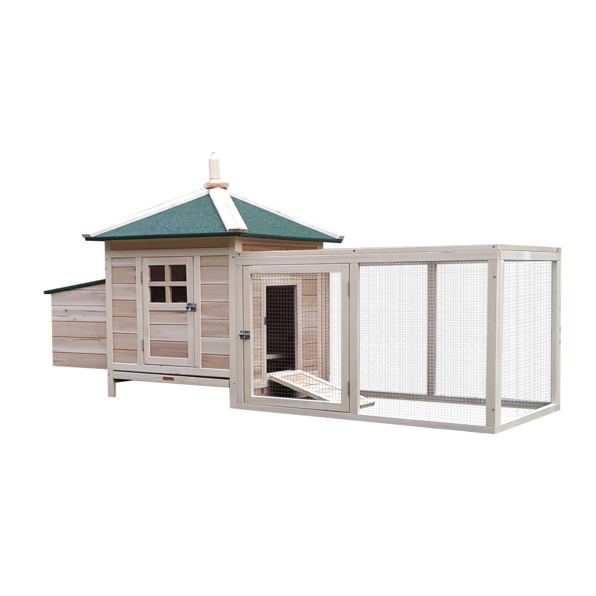 Chicken Coop Small Animal Pet Cage with Nesting Box and Outdoor Run