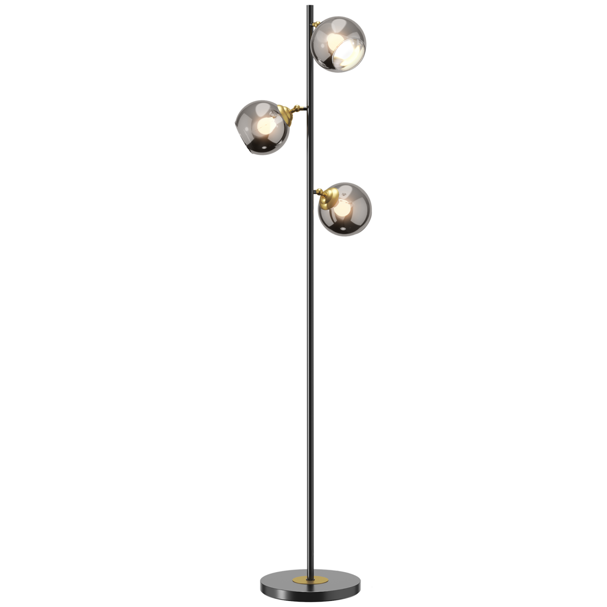 HOMCOM Modern Floor Lamp with Glass Global Shade, 3 Light
