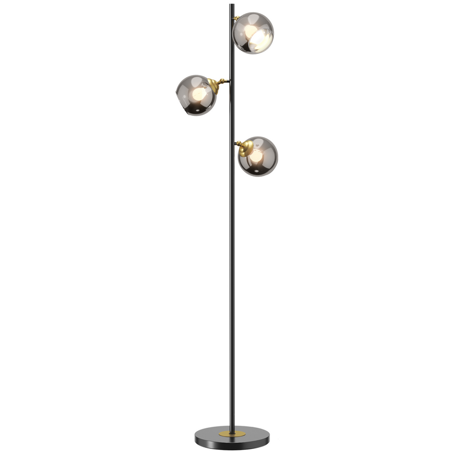 HOMCOM Modern Floor Lamp with Glass Global Shade, 3 Light