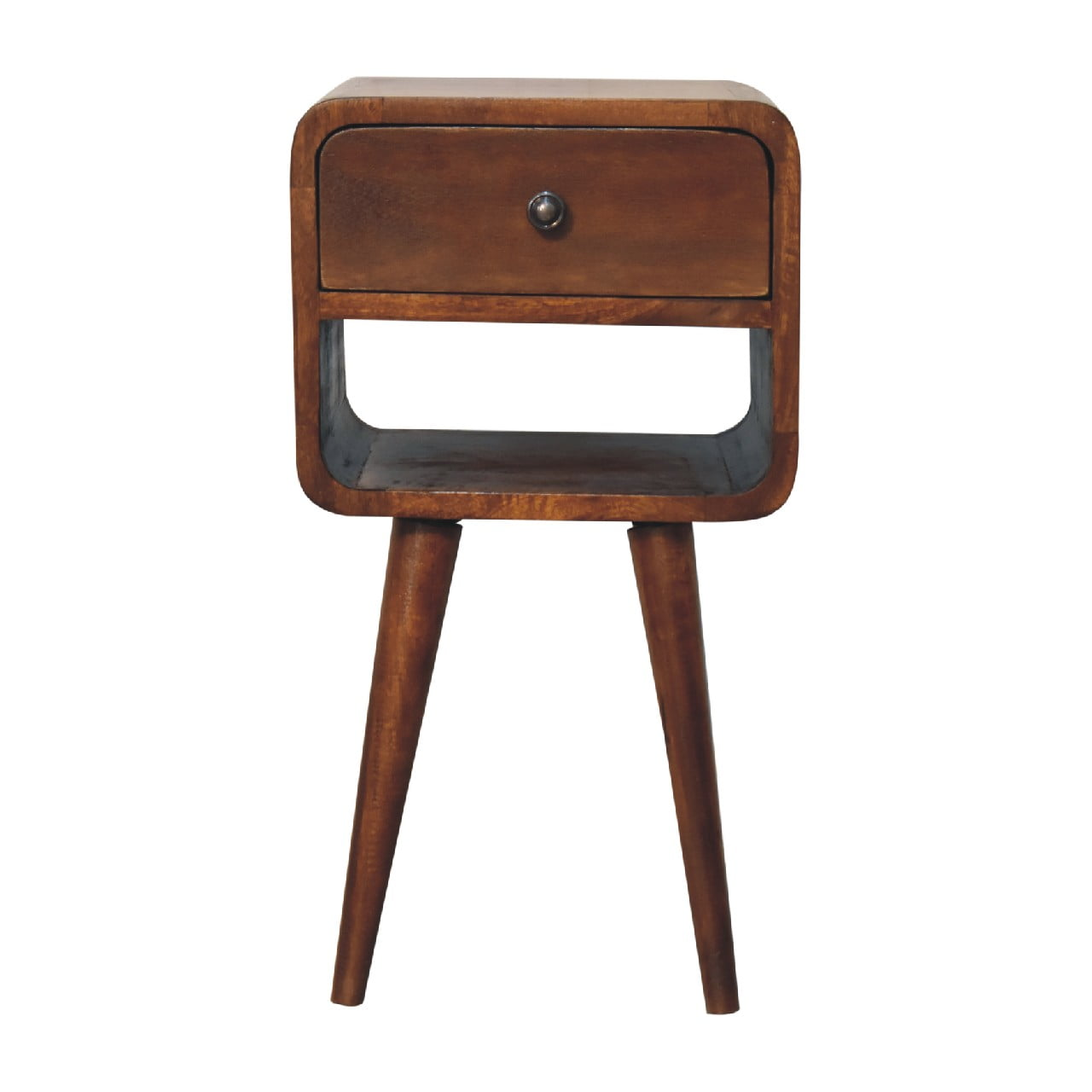 Artisan Furniture Solid Wood Mini Chestnut Curve Lower Bedside, 1 Drawer, 1 Open-Slot, Brown
