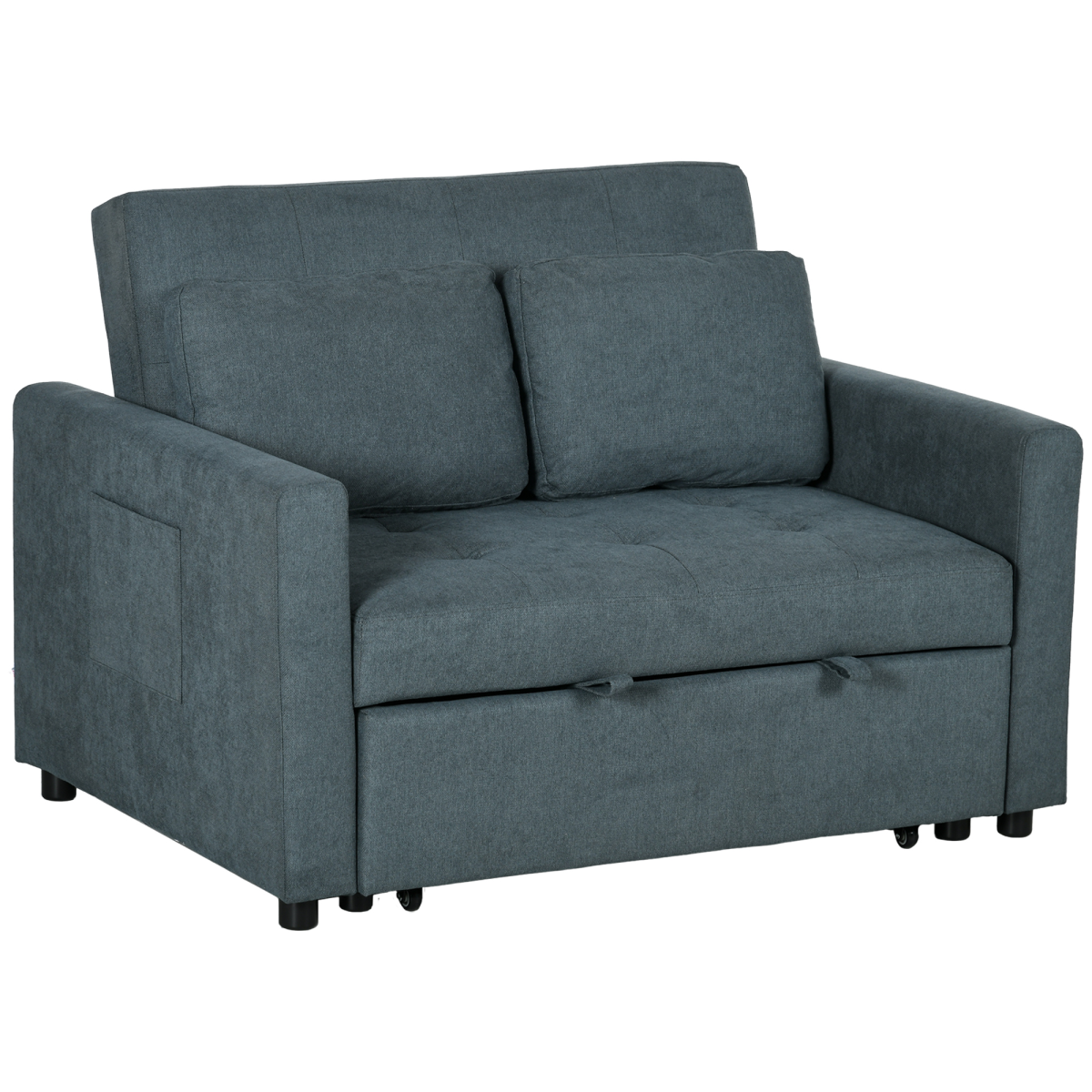 HOMCOM 2 Seater Sofa Bed Convertible Bed Settee with Cushions and Pockets, Grey