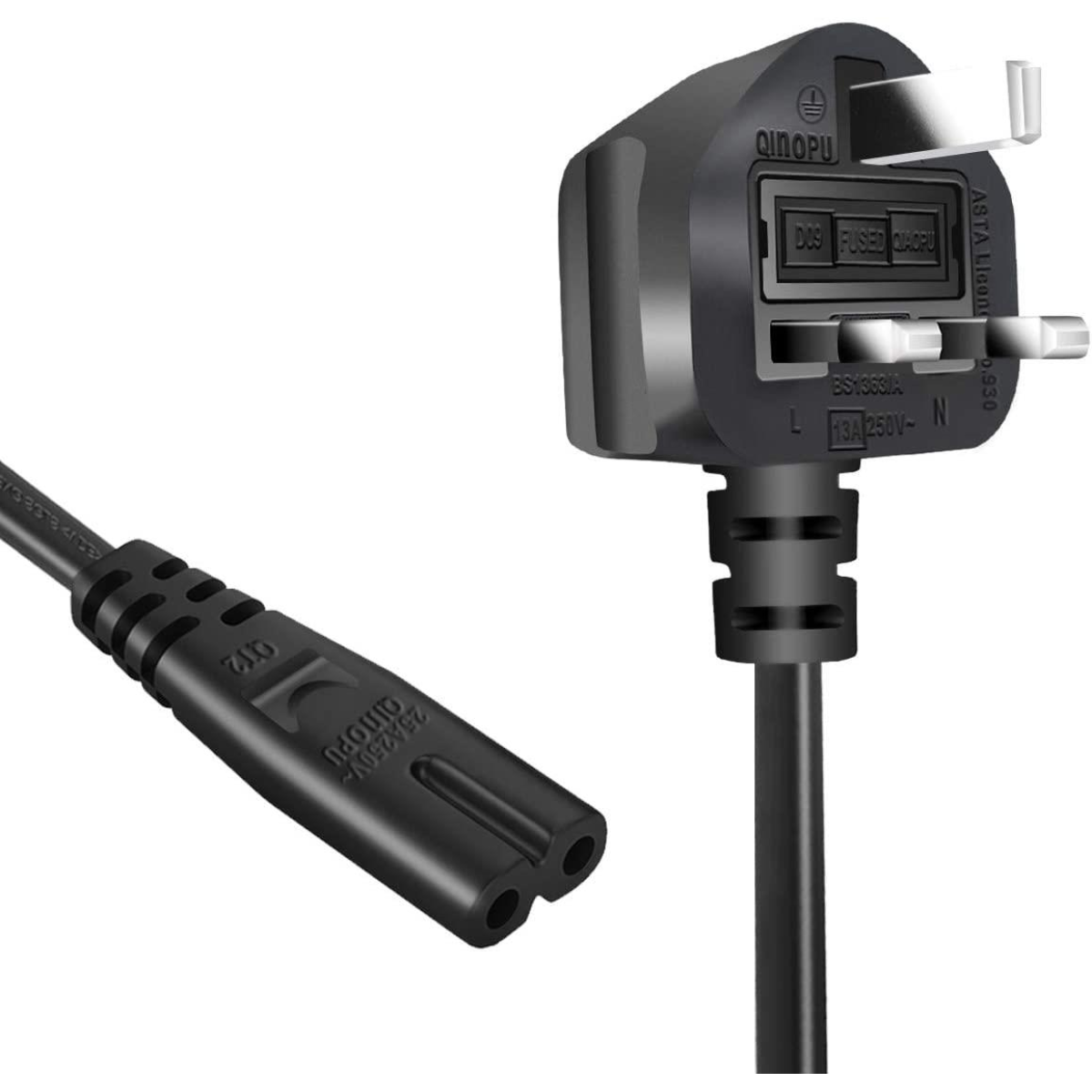 ExtraStar 2 Pin Power Cable UK Plug 1.5m Black