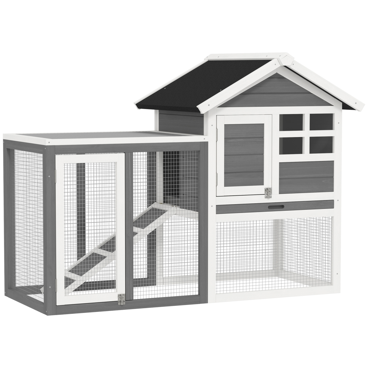 122cm Wooden Rabbit Hutch Bunny Cage Pet House with Tray Ladder Run