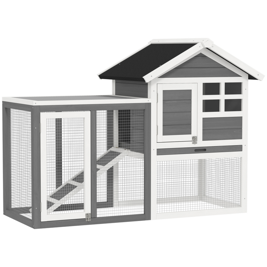122cm Wooden Rabbit Hutch Bunny Cage Pet House with Tray Ladder Run
