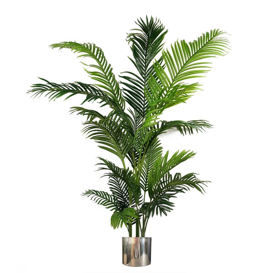 180cm Artificial Palm Tree with Silver Metal Planter