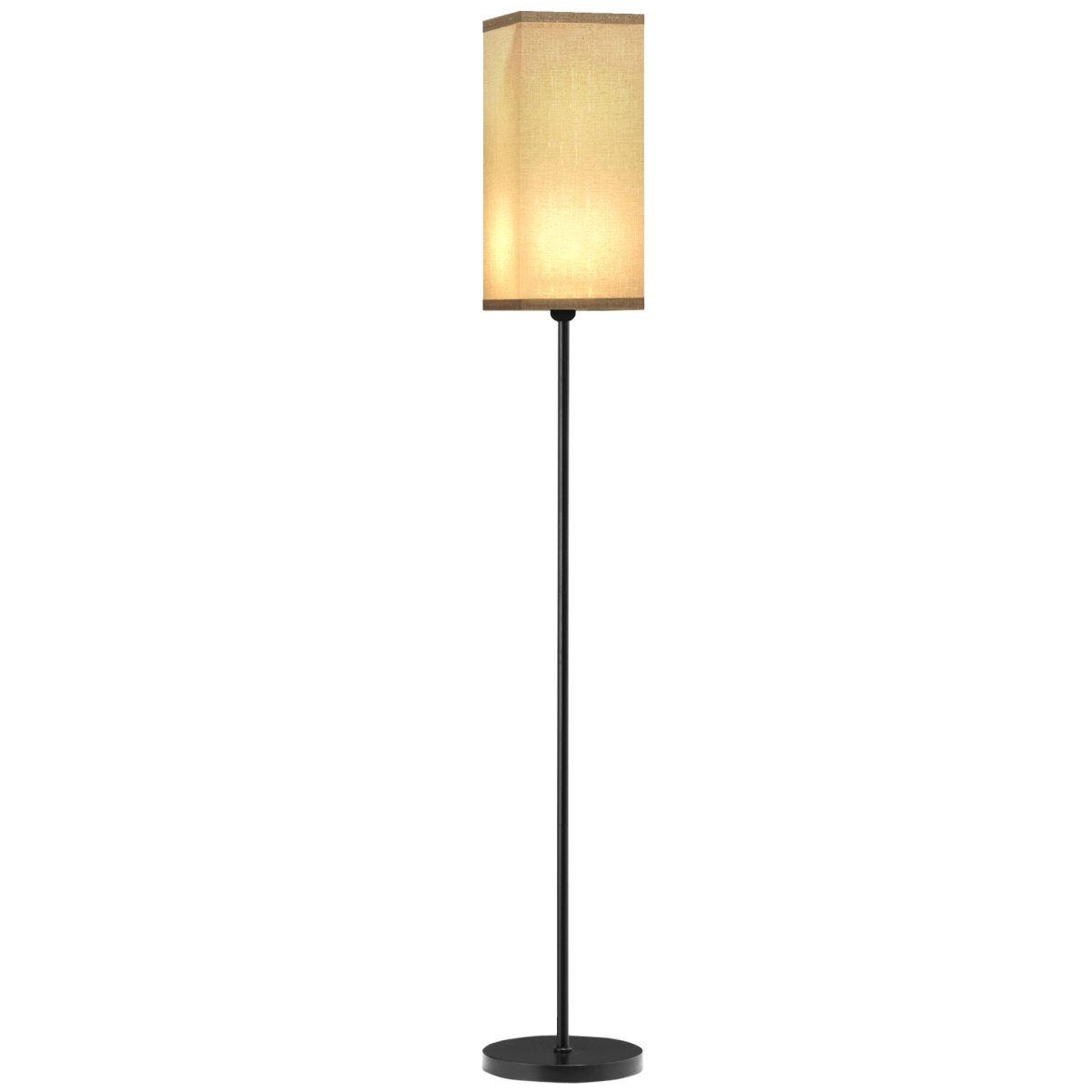 HOMCOM Standing Floor Lamp with Linen Shade, Black