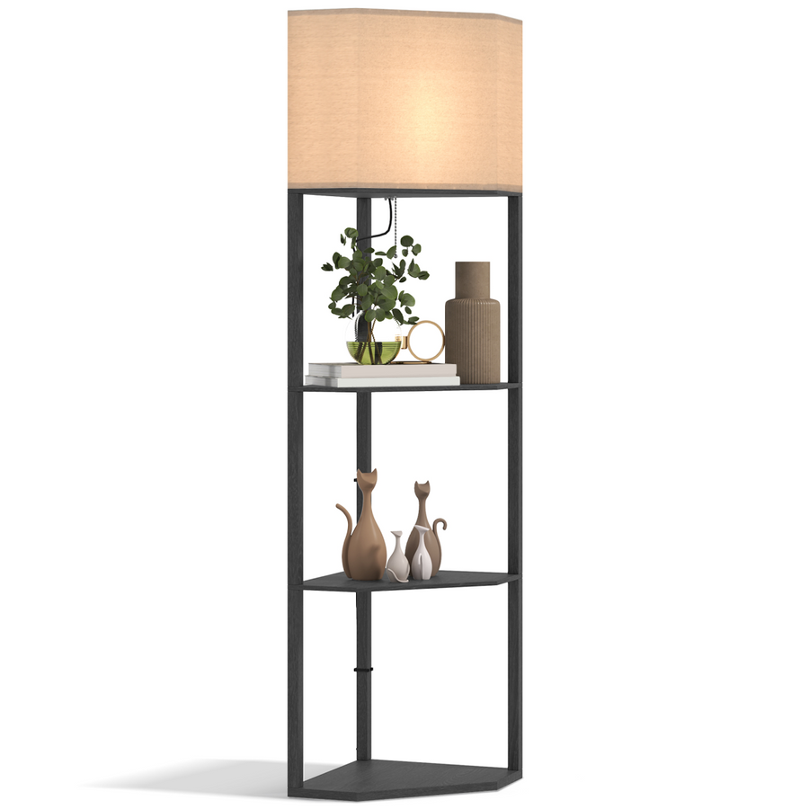 Corner Floor Lamp with Shelves