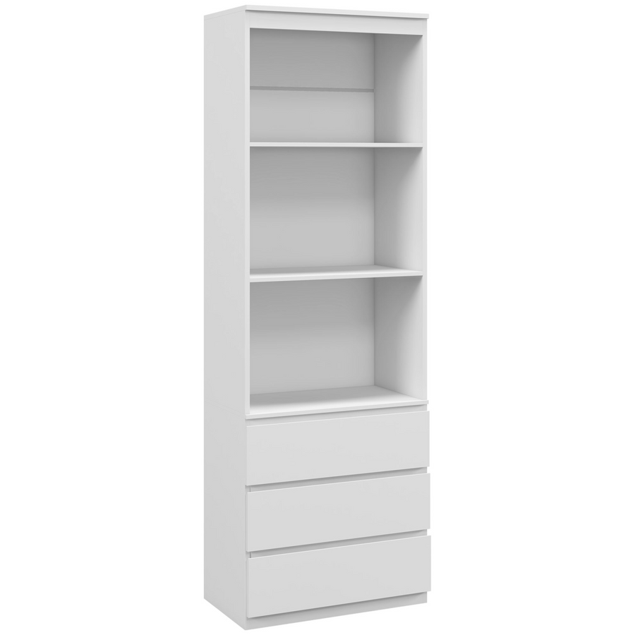 HOMCOM 180cm Tall Bookshelf Storage Shelf Unit with 3 Shelves and 3 Drawers, White