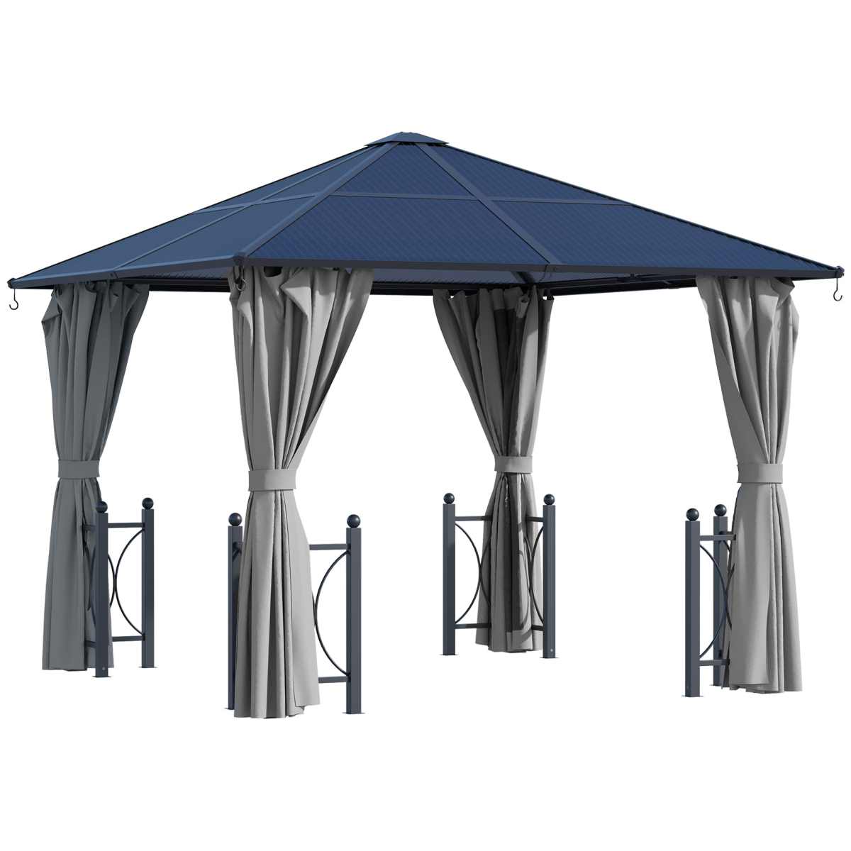 3m x 3m Outdoor Aluminium Alloy Gazebo with Curtains Dark Grey